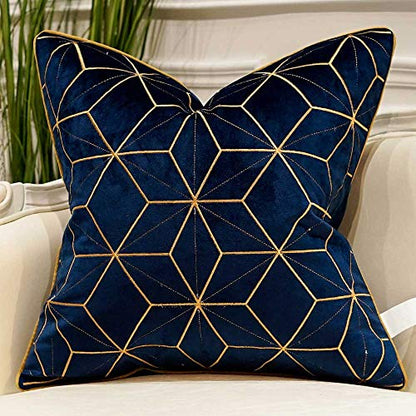 Avigers Throw Pillow Cover 20 x 20 Inch, Blue Gold, Velvet, Hidden Zipper - color: Blue, Gold, size: 20" x 20" (Pack of 1)