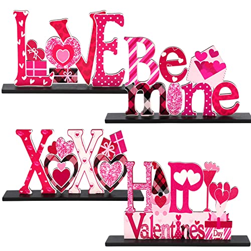 Valentine's Day Decorations Romantic Tabletop Centerpiece Signs Love Wooden Table Sign Valentines Decorations for Home Decor Gift Dining Room Table Wedding Anniversary Party - style: Valentines decorations