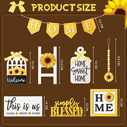 FairySandy 11 Pcs Sunflower Tiered Tray Decor Summer Rustic Home Farmhouse - style: Sunflower
