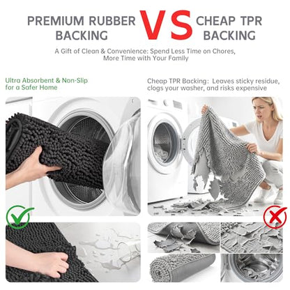 Amyracel Bathroom Rugs Mat 24x48, Thick Soft Quick Dry Absorbent - color: Black, size: 24" x 48"