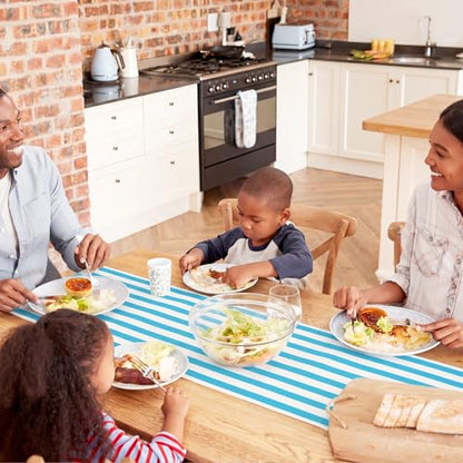AmazingSpark Striped Table Runner Roll,Blue,25' Long X 16" Wide - color: Blue, size: 25' Long X 16" Wide