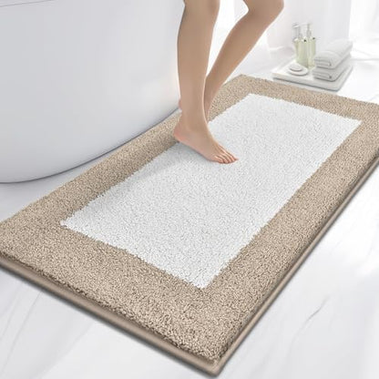 anllugs Bathroom Rugs, 30" x 60" Soft Bath Rugs, Beige & White - color: Beige & White, size: 30" X 60"