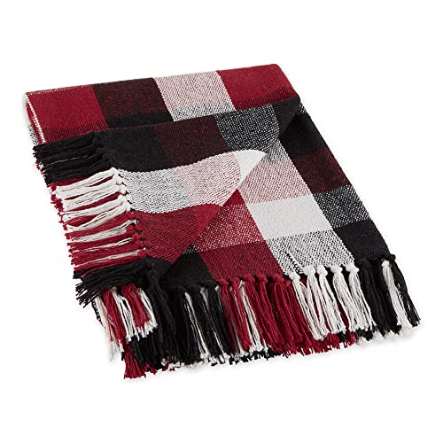 DII Buffalo Check Collection Rustic Farmhouse Throw Blanket with Tassels, 50x60, Tri Color, Cardinal Red - color: Tri Color, Cardinal Red, size: 50x60"