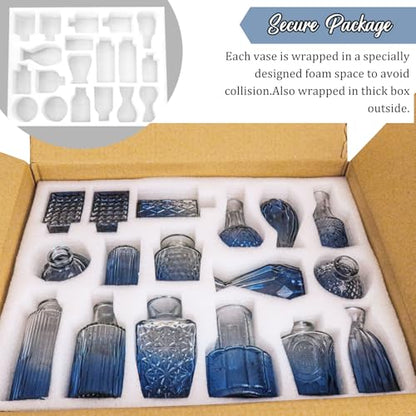 Set of 36 Glass Bud Vases Small Flower Vases for Centerpieces(Blue) - color: Blue