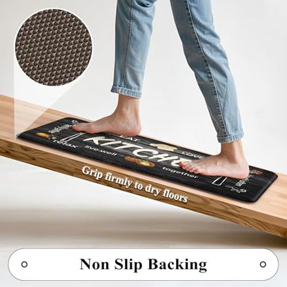 KIMODE Anti Fatigue Kitchen Mat 2PCS,Non Slip Waterproof Kitchen Rugs Grey - color: Kitchen/Grey, size: 59"L x 17.3"W x 0.47"Th + 29"L x 17.3"W x 0.47"Th