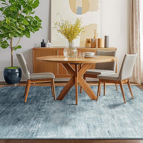 5x7 Washable Area Rug, Blue Solid Area Rugs for Living Room & Bedroom - color: Blue, size: 5' x 7' (Rectangular)