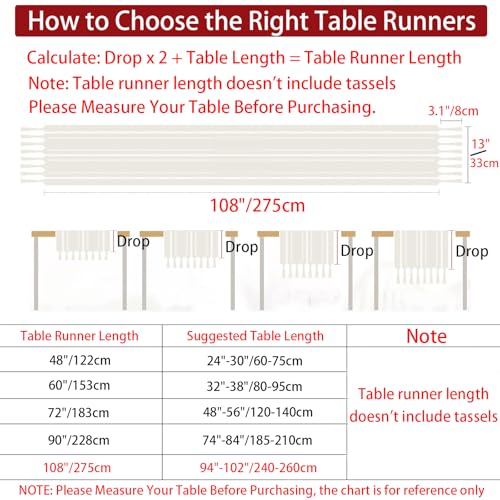 Rustic Boho Table Runner, Farmhouse Table Runners 108 Inches Long for Kitchen Dining Room, 13x108 Inches, Sage Green Lines - color: Hollow Sage Green Lines, size: 13"x108" / 33x275cm