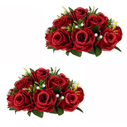Flower Centerpieces for Wedding Tables: Crimson, 2 Packs - color: Crimson