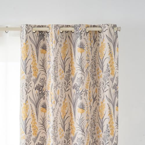 Vintage Botanical Floral Blackout Curtains 54 Inch Length - color: Vintage Botanical Floral, size: 52"W x 54"L (Pack of 2)