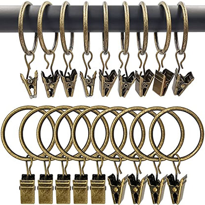 100 Pack Metal Curtain Rings with Clips, 1.26 in ID, Bronze - color: Bronze, size: 1.26" I D 100 Pack