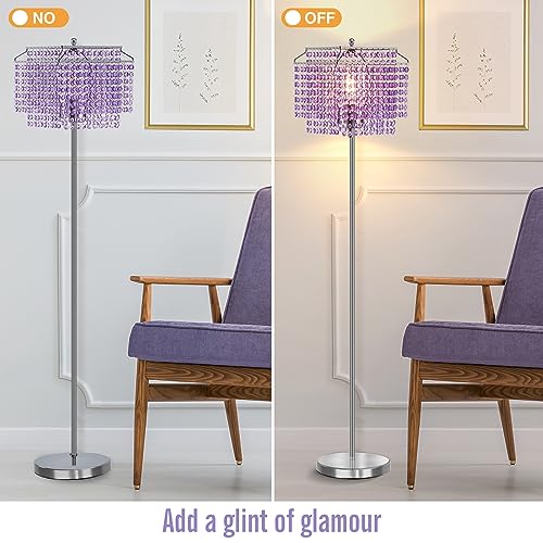 Crystal Floor Lamp Purple, 64" Tall Standing Lamps Elegant Floor Lamp - color: Purple