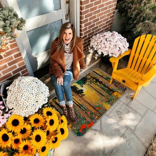 Gustav Klimt Floral Forest Door Mat Outdoor Entrance, 17x30 Inch - color: Woods