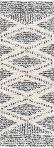 Hauteloom Atlas Moroccan Farmhouse Living Room Bedroom Shaggy Area Rug - Bohemian Shag Rug - Plush High Pile - Southwestern Boho Soft Carpet - Black, Cream, Grey, Beige - 5'3" x 7'3" - color: Charcoal, Cream / Trunding, size: 5'3" x 7'3" (Rectangular)
