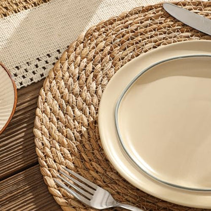 13.8'' Round Woven Placemats Set of 60, Boho Wicker Chargers, Terrekraft - size: Set of 60