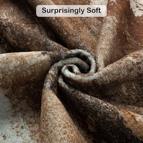 Kelarea Washable Area Rug 9x12, Non-Slip Low Pile Abstract Brown - color: Brown, size: 9' x 12' (Rectangular)