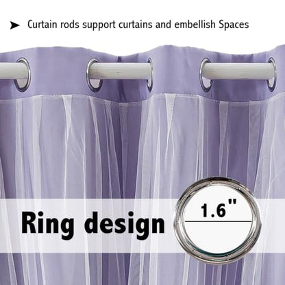 indistar Home Blackout Curtains Double Layer Solid Sheer Grommet Top Window Curtain Panel Pair, 35Wx63L，Lavender - color: Lavender, size: 35"W x 63"L (Pack of 2)
