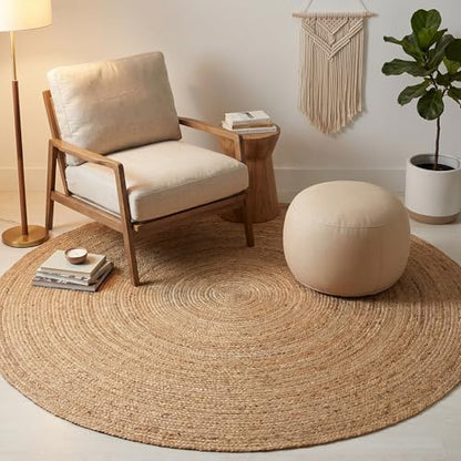 THE BEER VALLEY Jute Braided Area Rug 6 Feet Round - Natural - color: Natural, size: 6' (Round)