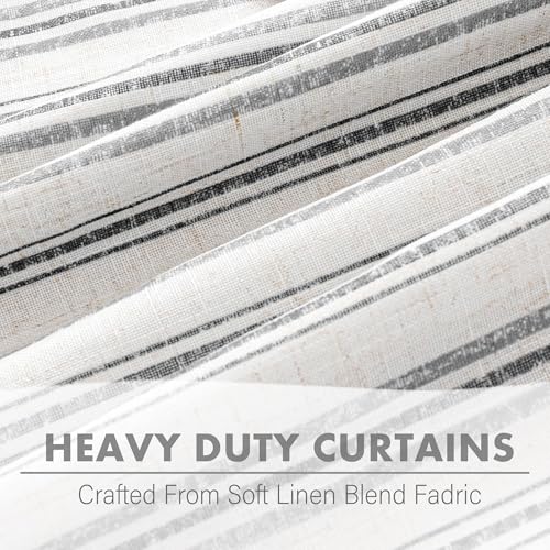MYSKY HOME Striped Linen Curtains 100% Blackout 84 Inches Long,2 Panels - color: B-dark Grey /Blackout, size: 52"W x 84"L (Pack of 2)