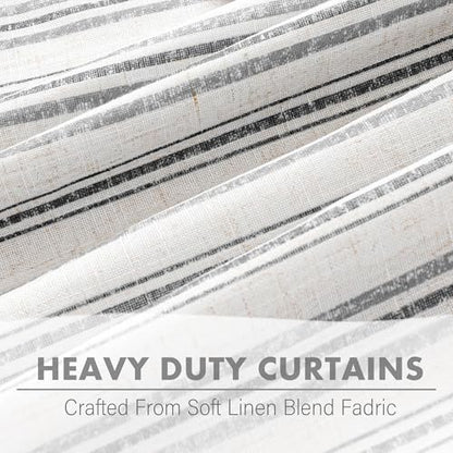 MYSKY HOME Striped Linen Curtains 100% Blackout 63 Inches Long,2 Panels - color: B-dark Grey /Blackout, size: 52"W x 63"L (Pack of 2)