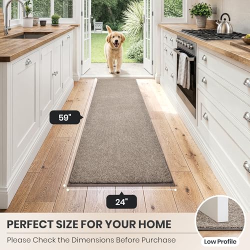 PURRUGS Hallway Runner Rug, 24" x 59", Heathered Beige - color: Heathered Beige, size: 24" X 59" (Runner)
