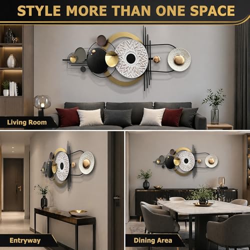 JFUJFU Large Modern 3D Wall Art Metal Sculpture for Home & Office - color: Black & White
