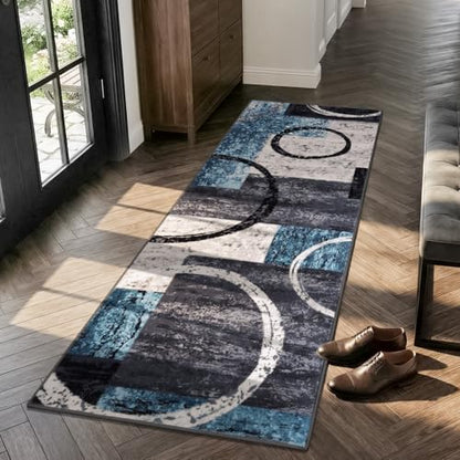 Yamaziot 2x6 Washable Modern Abstract Runner Rug Non-Slip for Hallways - color: Blue/Multi, size: 2x6ft