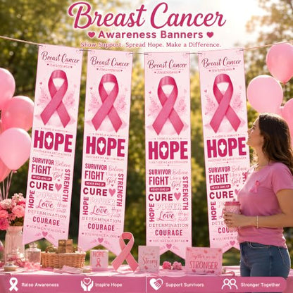Breast Cancer Awareness Accessories - Pink Ribbon Hope Survivor Banner - color: Pink