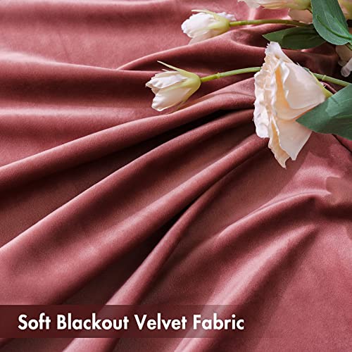 MIULEE Dusty Rose Pink Velvet Room Darkening Curtains for Bedroom W52 x L63 - color: Dusty Rose, size: 52"W x 63"L (Pack of 2)