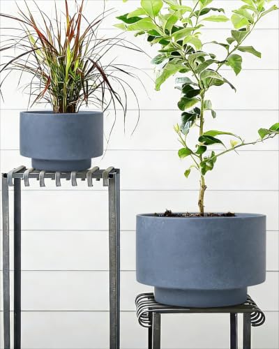 Succulent Pots, 8"+6" Plant Pots, Ceramic Planters for Indoor Plants - color: Blue