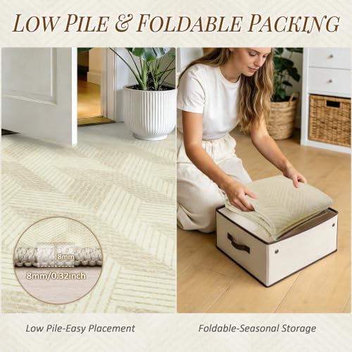 MXSANYOO Area Rugs 9x12 for Living Room, Washable Geometric Beige Carpet - color: Beige, size: 9' x 12' (Rectangular)
