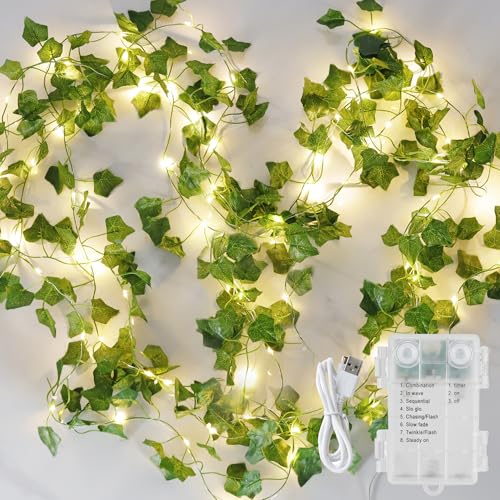 73 LED Ivy Vine Lights,23FT Fairy Lights USB & Battery Operated - color: Ivy, size: 73 LED-Battery & USB