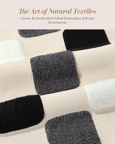 Embroidered Throw Pillow Cover 18x18 Inch, Black White Checkered - color: Black White Gray Checkered, size: 18" x 18" (Pack of 1)
