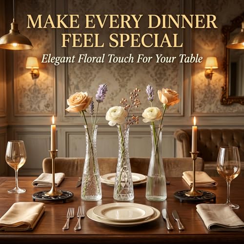 12 Pack Glass Bud Vases, Assorted Textured Clear Flower Vases Bulk - color: Clear