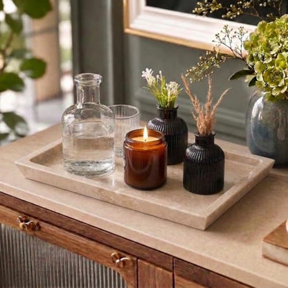 Rectangle Marble Tray for Vanity & Bathroom Counter, 12" Serving Tray - color: Verona