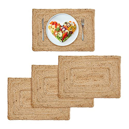 Ramanta Home Jute Braided Placemats Set of 4 13x19 Inches - Natural - size: 13x19 Inches
