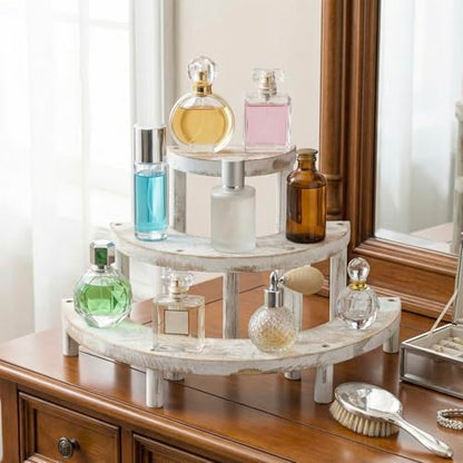 MyGift 3 Tier Wooden Display Riser Stand Whitewashed Dessert Shelf - color: Whitewashed