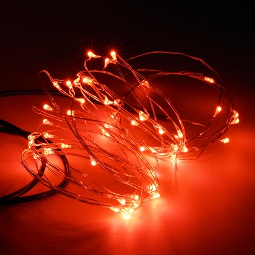 Karlling USB Plug in LED Fairy Lights,50 LED Bulbs 16 Ft Silver Wire Starry String Lights for Bedroom Patio Garden Party Wedding Commercial Lighting (Red) - color: Red, size: 50 Leds