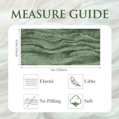 Cheesecloth Table Runner 10FT Sage Green Boho Gauze Rustic Sheer Runners - color: Sage Green, size: 1 Pack