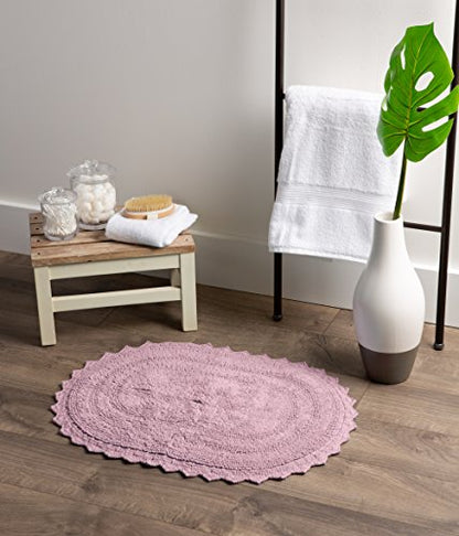 DII Crochet Collection Reversible Bath Mat, Small Oval, 17x24, Mauve - color: Mauve, size: 1'5" x 2' (Oval)