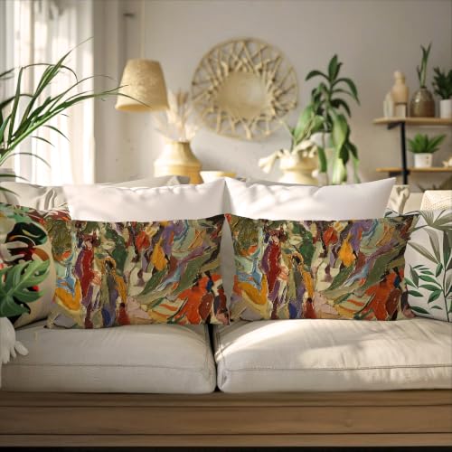 Mid Century Modern Abstract Pillow Cover 12x20 Double-Sided - color: Abstract -14 Set of 2