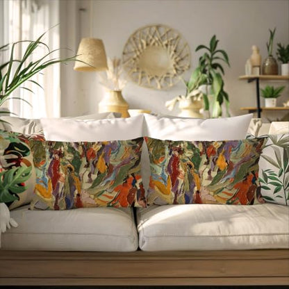 Mid Century Modern Abstract Pillow Cover 12x20 Double-Sided - color: Abstract -14 Set of 2
