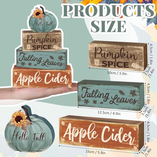 4 Pcs Fall Teal Decor for Home Fall Pumpkin Wooden Sign with Sunflower - style: Sunflower Pumpkin