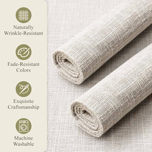 KXN Placemats Set of 4, Durable Dual-Layer Fabric Table Mats, Beige - color: Beige
