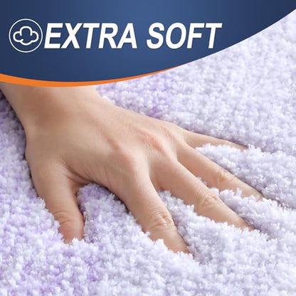 OLANLY Small Bathroom Rugs 24x16, Extra Soft Absorbent Microfiber Bath Rugs - color: Light Purple, size: 24" X 16"