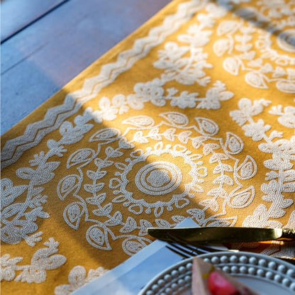 ARTABLE Ginger Boho Table Runner Wood Bead Tassel Dresser Scarf 14x60 Inch - color: Ginger, size: 14 x 60 Inch