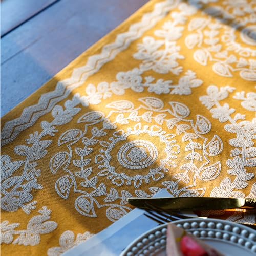 ARTABLE Ginger Boho Table Runner Wood Bead Tassel Dresser Scarf 14x96 Inch - color: Ginger, size: 14 x 96 Inch