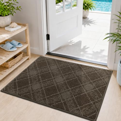 COSY HOMEER Door Mat Non-Slip Absorbent Washable Entrance 24"x36" Brown - color: Brown, size: 2' x 3' (Rectangular)