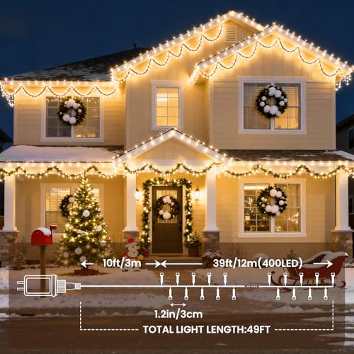400 LED Cluster Lights Christmas 40FT Fairy Lights Plug in with Remote - color: Warm White, size: 400 LED