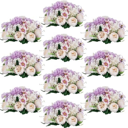 Flower Balls Centerpieces Tables: Purple White Silk Rose, 10Pcs - color: Purple Pink White, size: 10 PCS