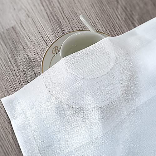 KOUFALL Valances for Windows,Sheer Faux Linen Farmhouse Window Valances for Kitchen,White,18 Inches Long - color: White